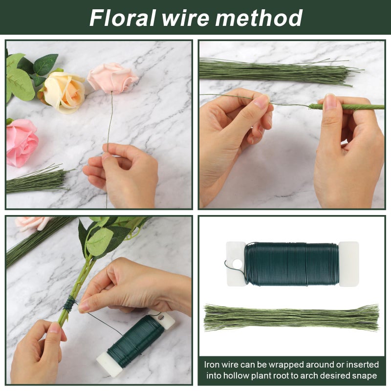 DSUWAZU Floral Tape and Wire Arrangement Tools Kit, Green Tape, Boutonniere Pin for Bouquet Stem Wrap, Florist and Wreath Making Supplies - Image 3