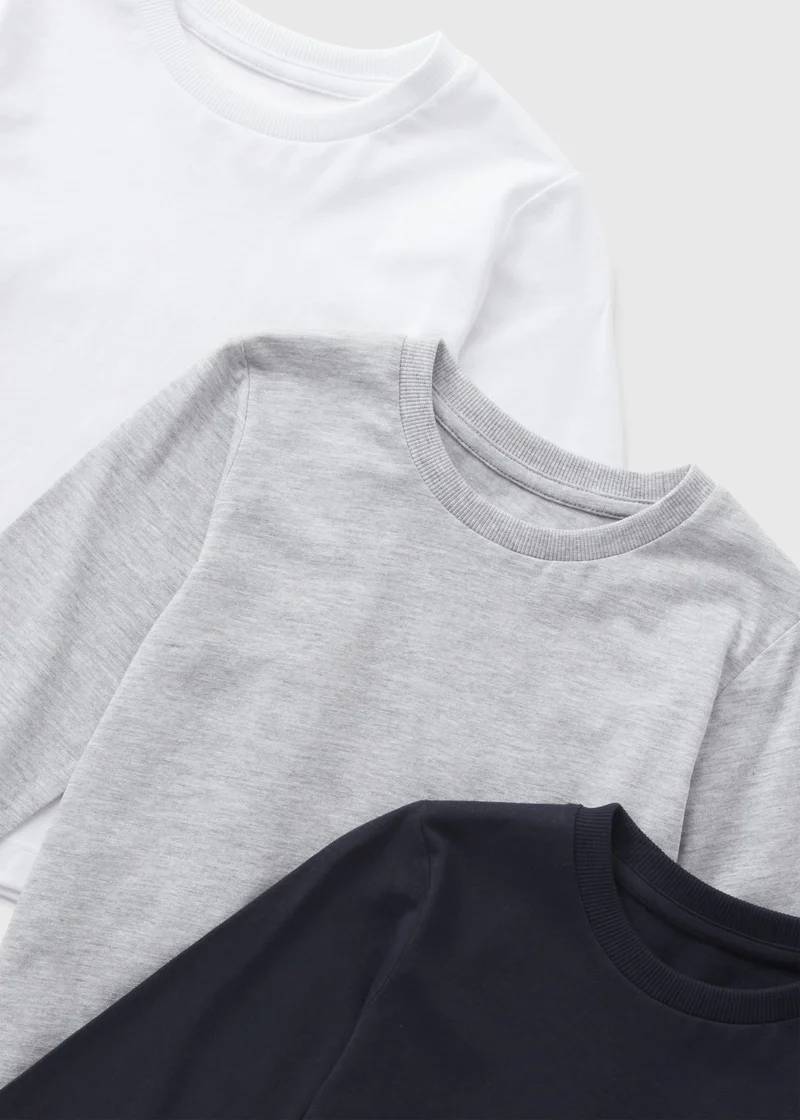 Matalan 3 Pack Boys Monochrome Long Sleeve T-Shirts