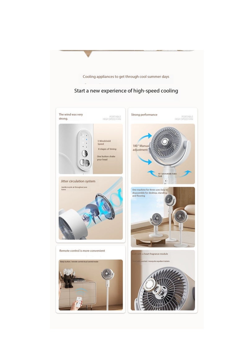 8" Oscillating Fan for Bedroom, Standing Floor Fan with Remote, 90 ° Oscillating, 180 ° Up & Down Adjustable, Height Adjustable, 8 Hour Timing Set, 5 Speeds, for Bedroom Study Room（F1）