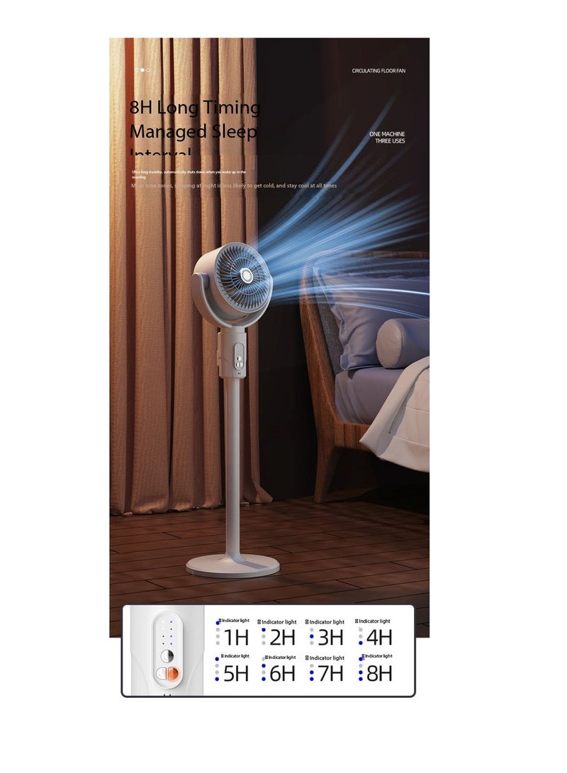 8" Oscillating Fan for Bedroom, Standing Floor Fan with Remote, 90 ° Oscillating, 180 ° Up & Down Adjustable, Height Adjustable, 8 Hour Timing Set, 5 Speeds, for Bedroom Study Room（F1）