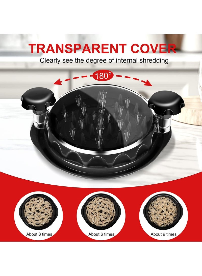 NIBEMINENT SYOSI Chicken Shredder, Professional Shredder Tool with Transparent Lid and Non-skid Base Meat for Kitchen (Black) - Image 2