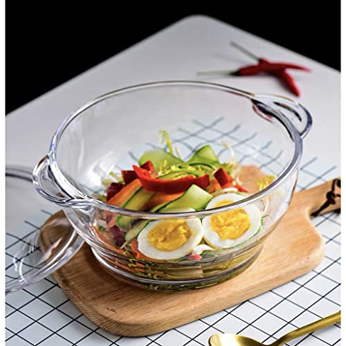 bellemax Deep Round Glass Casserole Oven and Microwave Safe Serving Bowl with See Through Top Lid - (1000 ML, Set of 4), Transparent - Image 3