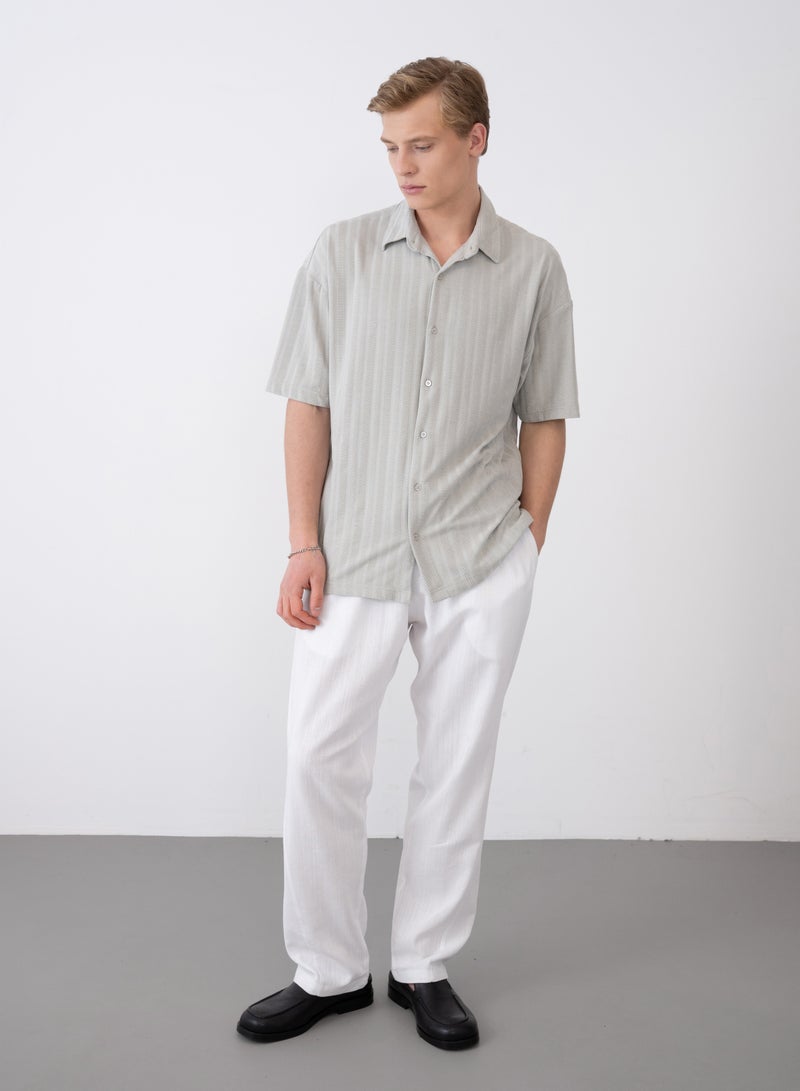 Marrakech Short Sleeves Casual Shirt for Men – Seafoam Grey - Image 1