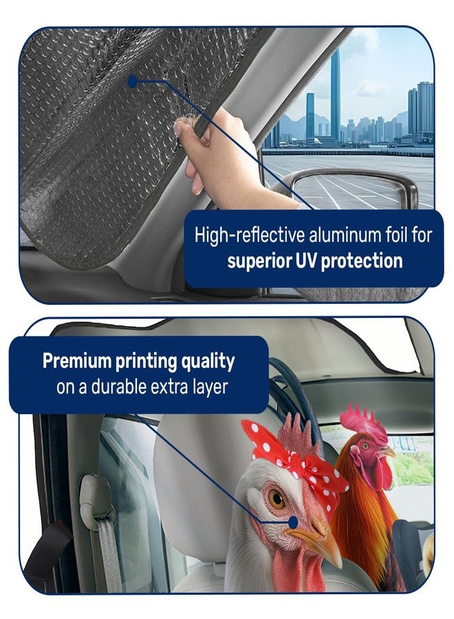 GENANY Farm Chicken Family Funny Windshield Sun Shade for Car SUV Truck (55x30 Inches), Car Sun Shade Windshield, Car Shades for Front Windows, Sunshade for Car Windshield, Protector Blocks UV - Image 4