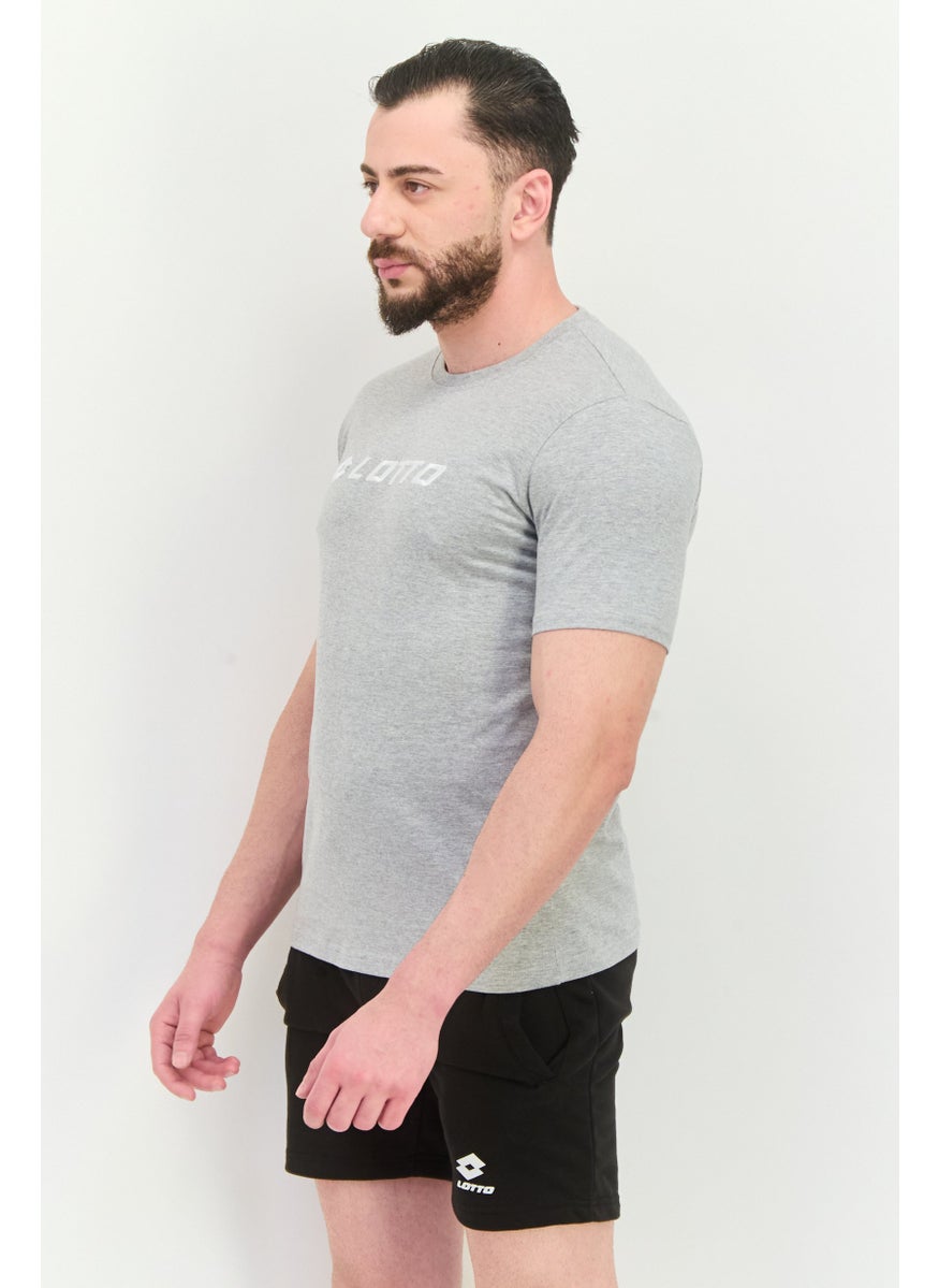 LOTTO Men Sportswear Fit Short Sleeve Outdoor T-Shirt, Grey  - Image 3