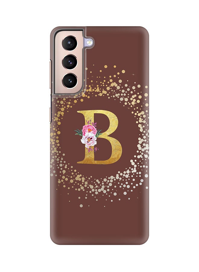 Stylizedd Monogram Slim Cover for Samsung Galaxy S21 Plus 5G Case Custom Initials Letter Floral Pattern Snap Series Mobile Cover Matte Alphabet  - B (Brown) - Image 1