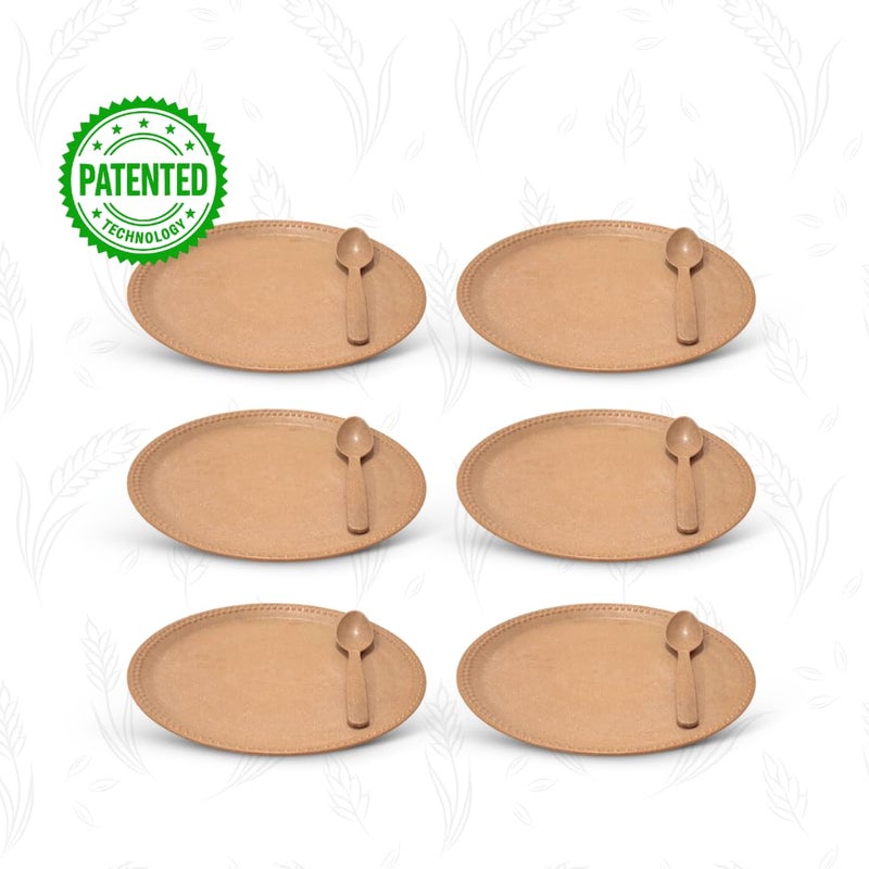 PACING GRASS Bamboo Eco Friendly 10.5 Spoon,Plate Large Lightweight, Durable Crockery for Daily Use | Plates, Bowls, Kullad, Katori, Tray, Spoons | Kitchen and Dining (6,6pcs) - Image 2