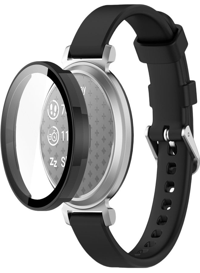 سوار وحافظة QHBAMD لساعة Garmin Lily 2، سوار سيليكون ناعم مع غطاء حماية كامل من البولي كربونات، سوار معصم بديل يسمح بمرور الهواء (أسود) - Image 1