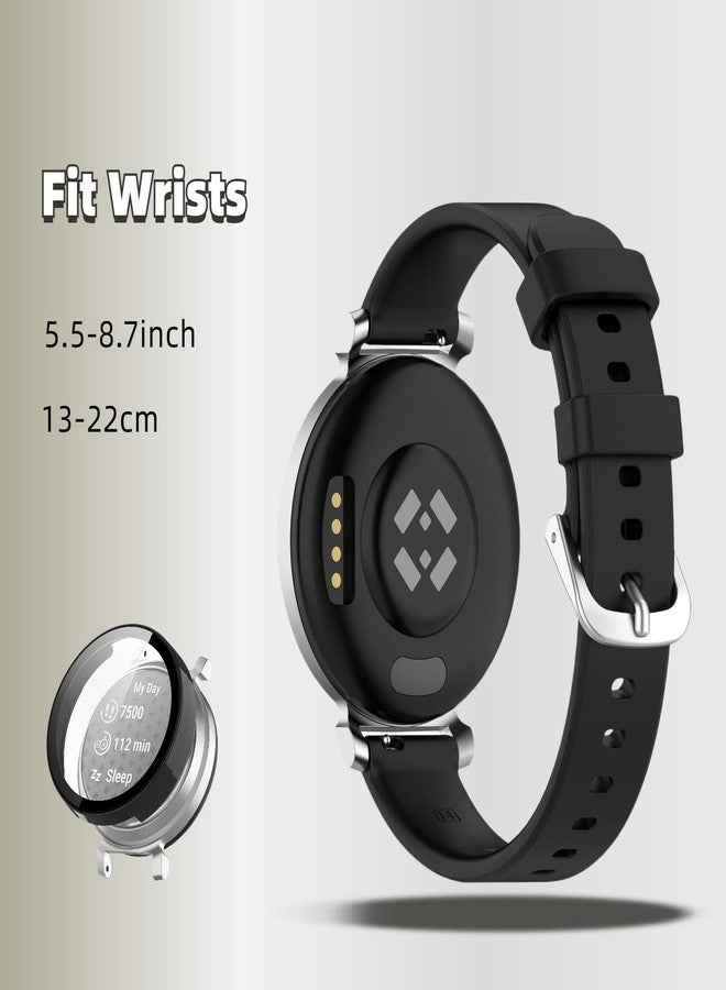 سوار وحافظة QHBAMD لساعة Garmin Lily 2، سوار سيليكون ناعم مع غطاء حماية كامل من البولي كربونات، سوار معصم بديل يسمح بمرور الهواء (أسود) - Image 4
