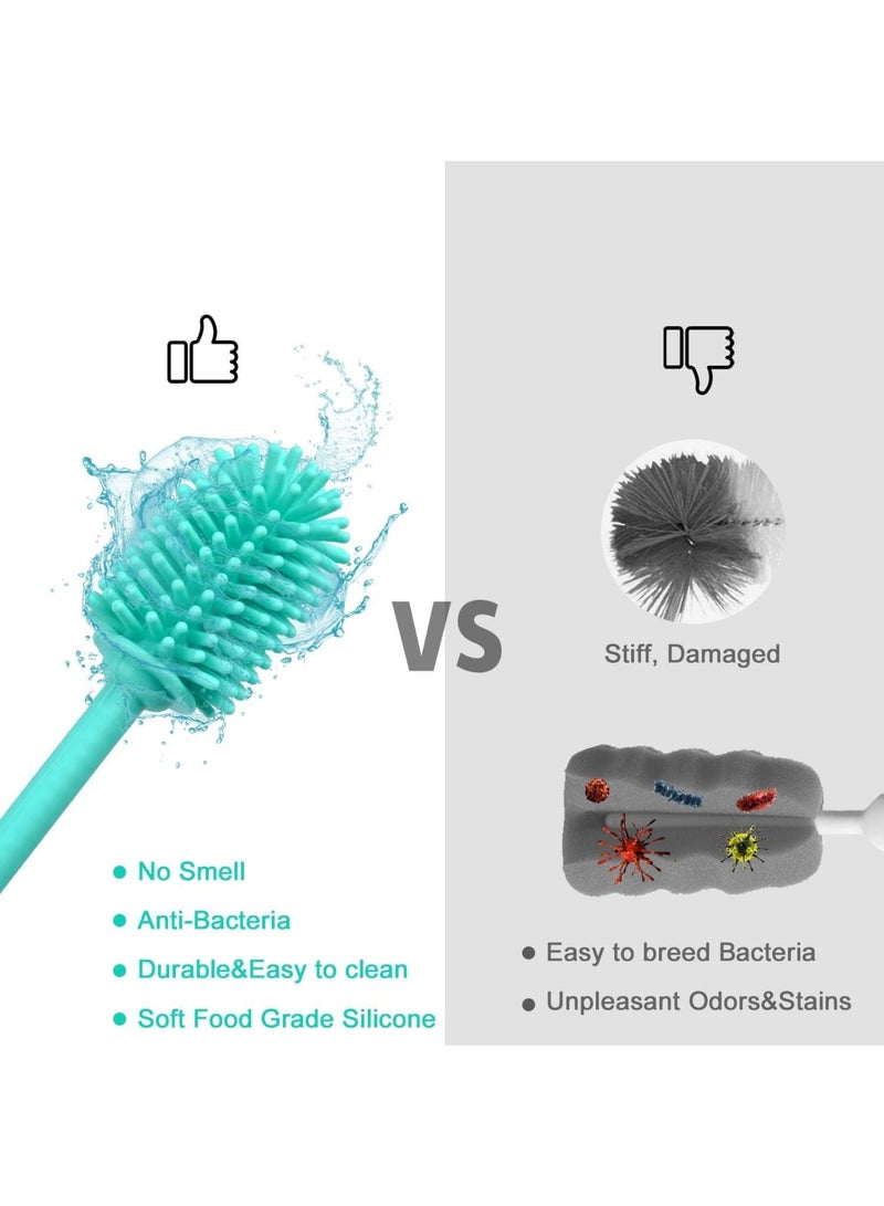 Zikra Silicone Bottle Brush Cleaner, 3 Pcs Long Handle Bottle Cleaning Brushes for Narrow Neck Containers, Water Bottles, Thermos, Hydro Flasks, Coffee Mugs, Baby Bottles (Blue) - Image 5