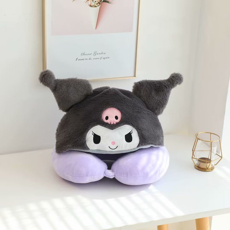 Cartoon Kuromi Pudding Dog Hooded U-Shaped Pillow Coolomi hooded pillow