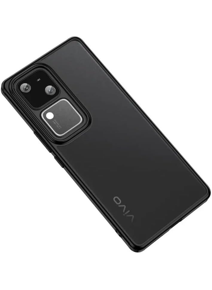 VKL Generic Vivo V30 5G Case High Protection Cover - Transparent Hard Back with Flexible Frame - Lightweight and Thin (Transparent - Black) - Image 1