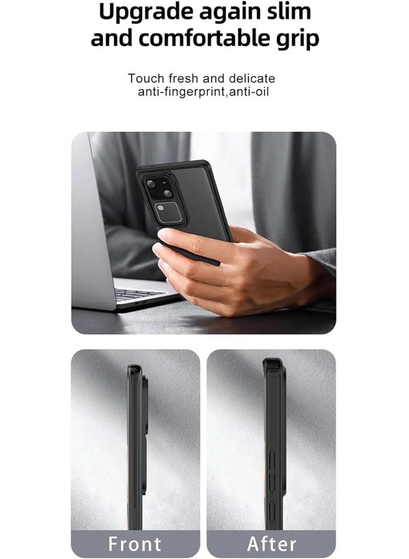 VKL Generic Vivo V30 5G Case High Protection Cover - Transparent Hard Back with Flexible Frame - Lightweight and Thin (Transparent - Black) - Image 4