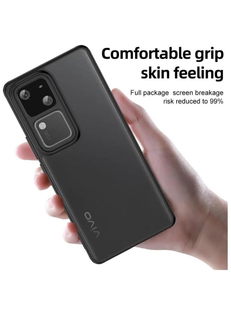 VKL Generic Vivo V30 5G Case High Protection Cover - Transparent Hard Back with Flexible Frame - Lightweight and Thin (Transparent - Black) - Image 5