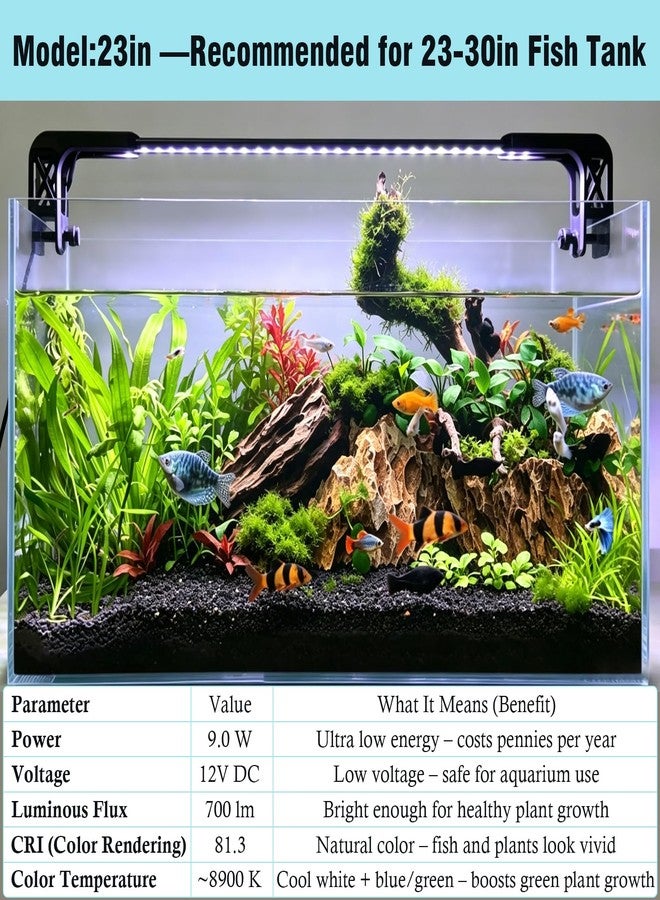 HITOP 23in Slim Aluminum Alloy Aquarium LED Light, Full Spectrum with Day/Night Mode & Timer, 10-Level Brightness, Adjustable Lighting for Planted Tank & Fish Tank Freshwater Fish - Image 5