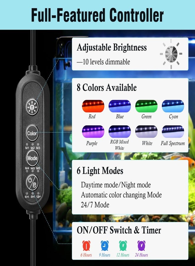 HITOP 23in Slim Aluminum Alloy Aquarium LED Light, Full Spectrum with Day/Night Mode & Timer, 10-Level Brightness, Adjustable Lighting for Planted Tank & Fish Tank Freshwater Fish - Image 3