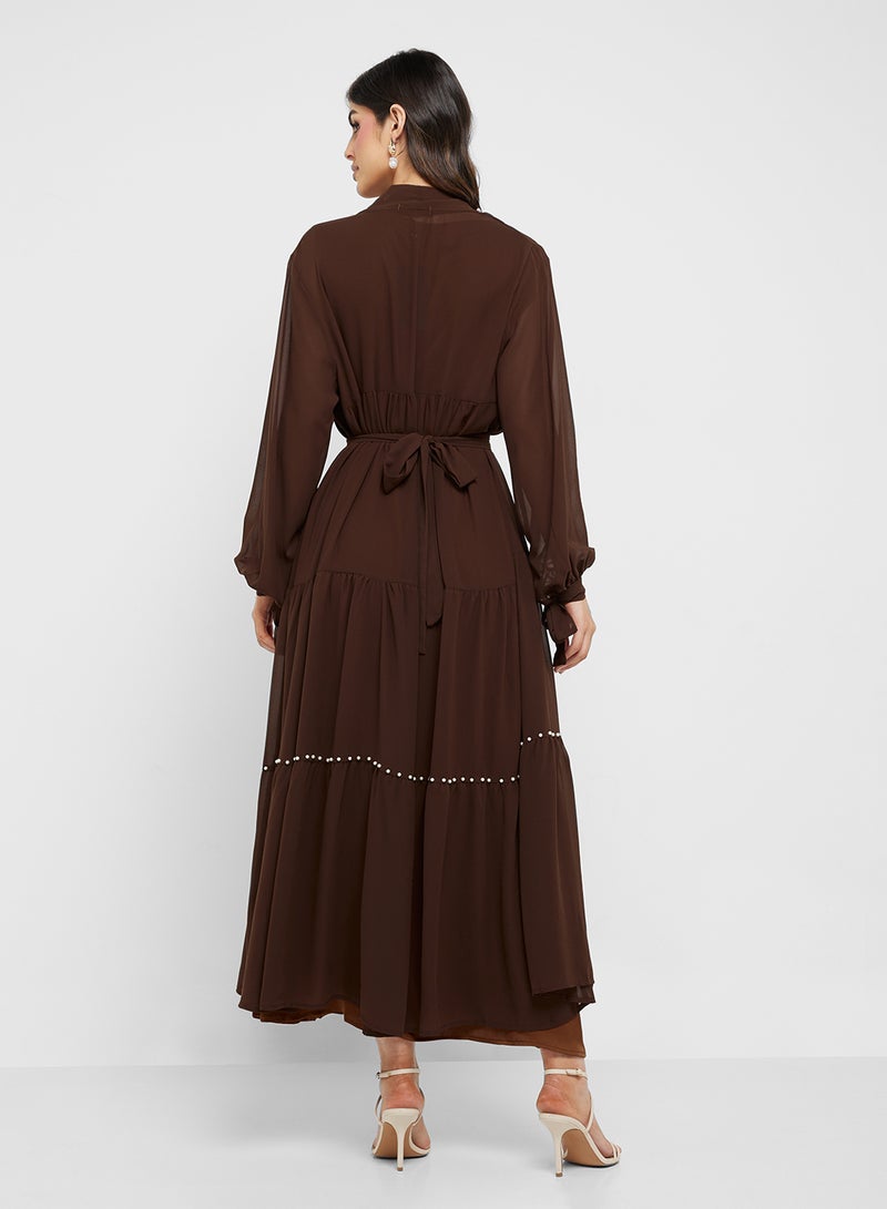 خزانة عباية شيفون بأكمام منفوشة - Image 2