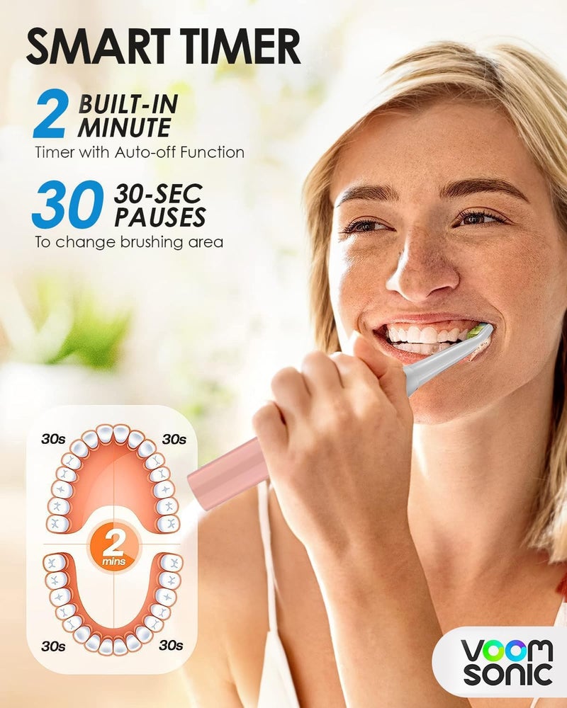 VOOM SONIC Go 1 Series Travel Electric Toothbrush | Travel Toothbrushes - Battery Operated Toothbrush for Adults & Kids, Dentist Recommended Toothbrush, Portable with 2 Minute Timer (Pink) - Image 3