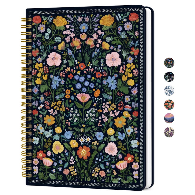 ZOTIA Lined Spiral Journal for Women, A5 Hardcover Pretty Notebook for Work & Note Taking, Aesthetic Cute Journal for Writing, 140 Pages, 6"x8", Garden of Whimsy - Image 1