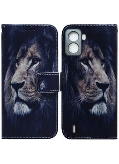 Case Cover For For Tecno Pop 6 No Fingerprints Coloured Drawing Leather Phone Case(Lion)