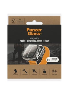 Panzer Glass Apple Watch Ultra  49mm Full Body  Coverage Frame with  Antimicrobial Screen Protector, Anti-Scratch, Super Easy Installation - Black