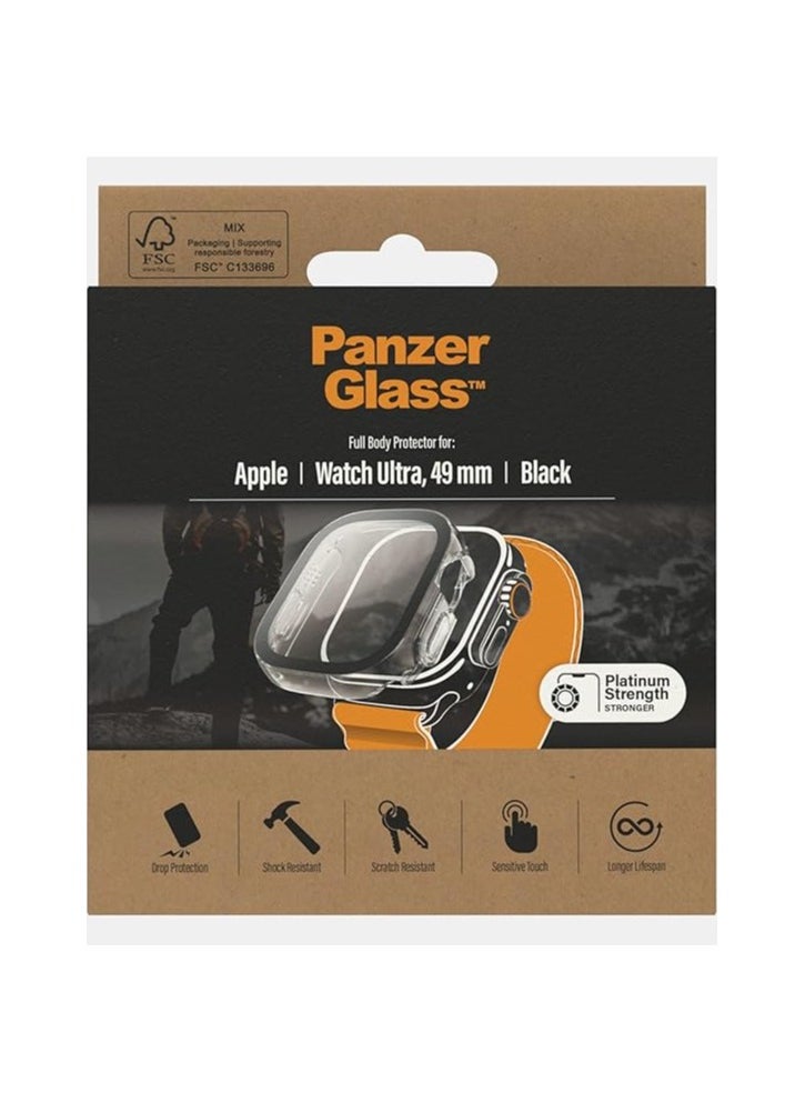 PanzerGlass - Panzer Glass Apple Watch Ultra  49mm Full Body  Coverage Frame with  Antimicrobial Screen Protector, Anti-Scratch, Super Easy Installation - Black - Image 1