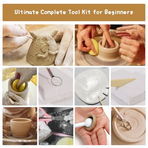 HAWERSI Air Dry Clay Kit for Adults,66 Pcs Beginners Pottery Kit Includes 4.4Lbs Air Dry Clay,Tools, Paints,Brushes,Gloss Varnish,Sand Papers,Non-Stick Rolling Pin,Storage Bag,Christmas Gift - Image 5