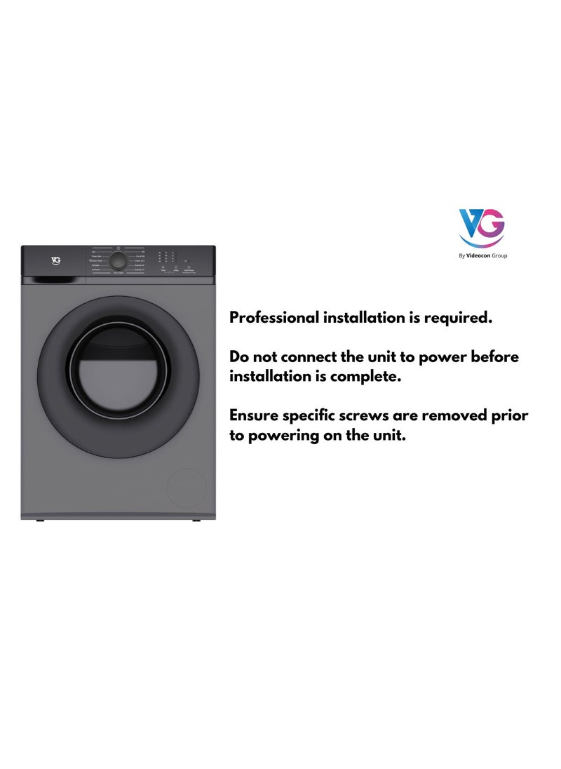 VG 6Kg Front Load Washing Machine with BLDC Invertor Motor, 12 Programes and 1200 RPM- VG-60FLGS