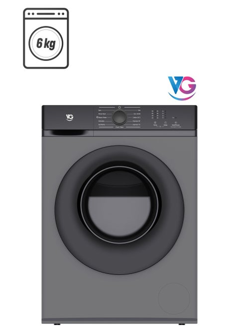 VG 6Kg Front Load Washing Machine with BLDC Invertor Motor, 12 Programes and 1200 RPM- VG-60FLGS