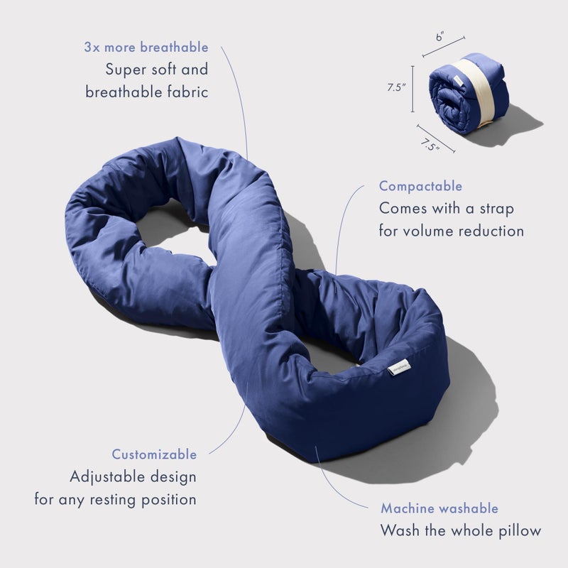 Huzi Infinity Pillow - Home Travel Soft Neck Scarf Support Sleep (Navy) - Image 3