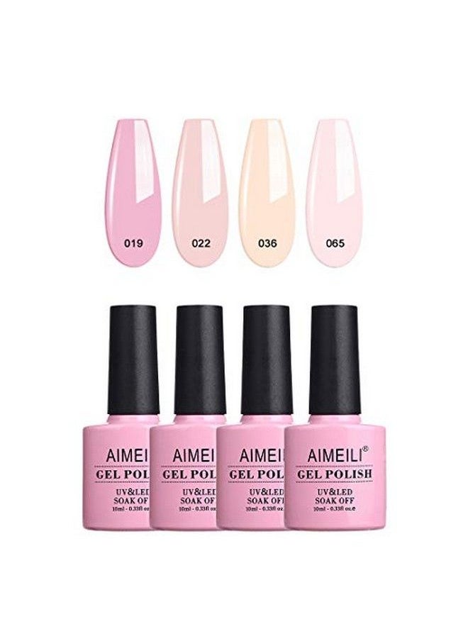 AIMEILI Soak Off U V Led Nude Gel Nail Polish Natural Sheer Pink Nail Polish Gel Set Of 4Pcs X 10Ml Kit Set 17  - Image 1