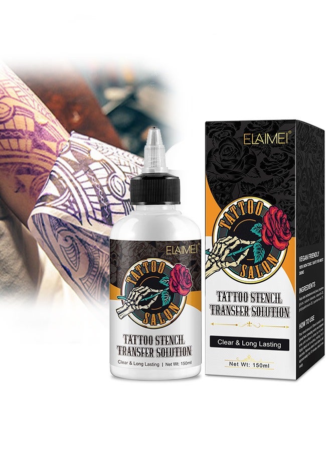 Elaimei 150ML Tattoo Stencil Transfer Gel Solution, Professional Tattoo Stencil Gel Fresh Stencil Primer Stuff Transfer Cream Gel For Tattooing Stickers Paper Machine Tattoo Supplies, Clear And Long-Lasting - Image 1