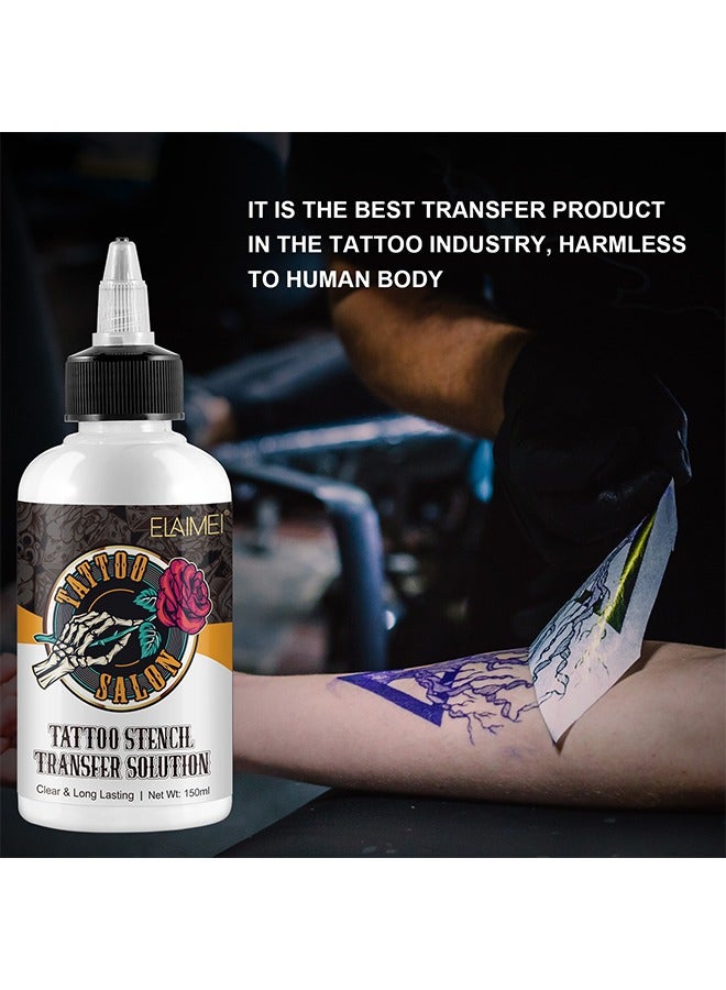 Elaimei 150ML Tattoo Stencil Transfer Gel Solution, Professional Tattoo Stencil Gel Fresh Stencil Primer Stuff Transfer Cream Gel For Tattooing Stickers Paper Machine Tattoo Supplies, Clear And Long-Lasting - Image 4