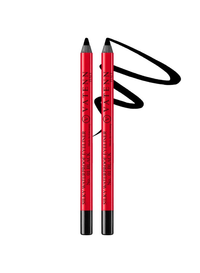فاتن إيطاليا Silky Waterproof Eyeliner 01 (pack of 2) 24 Hr Long Stay | One Stroke Smooth Glide | Waterproof, Smudgeproof & Fadeproof | Deep Matte Finish | Enriched With Almond Oil & Vitamin E - Image 1