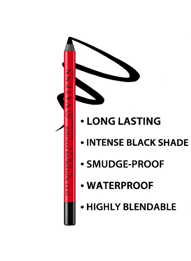 فاتن إيطاليا Silky Waterproof Eyeliner 01 (pack of 2) 24 Hr Long Stay | One Stroke Smooth Glide | Waterproof, Smudgeproof & Fadeproof | Deep Matte Finish | Enriched With Almond Oil & Vitamin E - Image 2