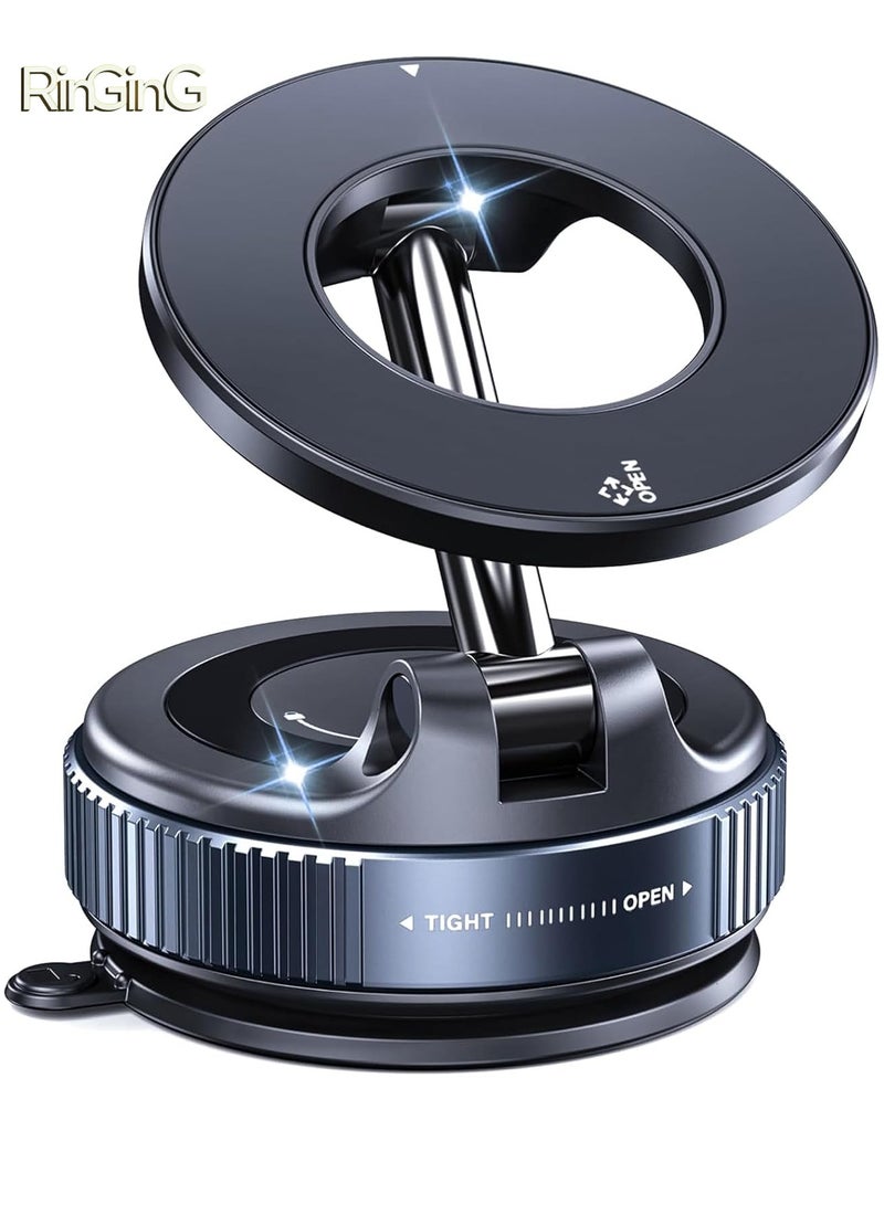 RinGinG Upgraded Vacuum Magnetic Suction Cup Phone Mount - Multi-Angle Rotating HandsFree Adjustable Magnetic Car Phone Holder Magnetic Phone Holder Suitable for Car/Gym/Mirror/Smooth Surface  - Image 1
