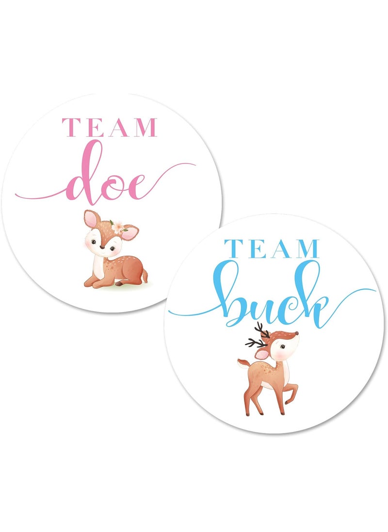 MAGJUCHE Deer Gender Reveal Stickers 2inch 40 Team Doe Team Buck Baby Shower Party Sticker Labels Favor Decorations  - Image 1