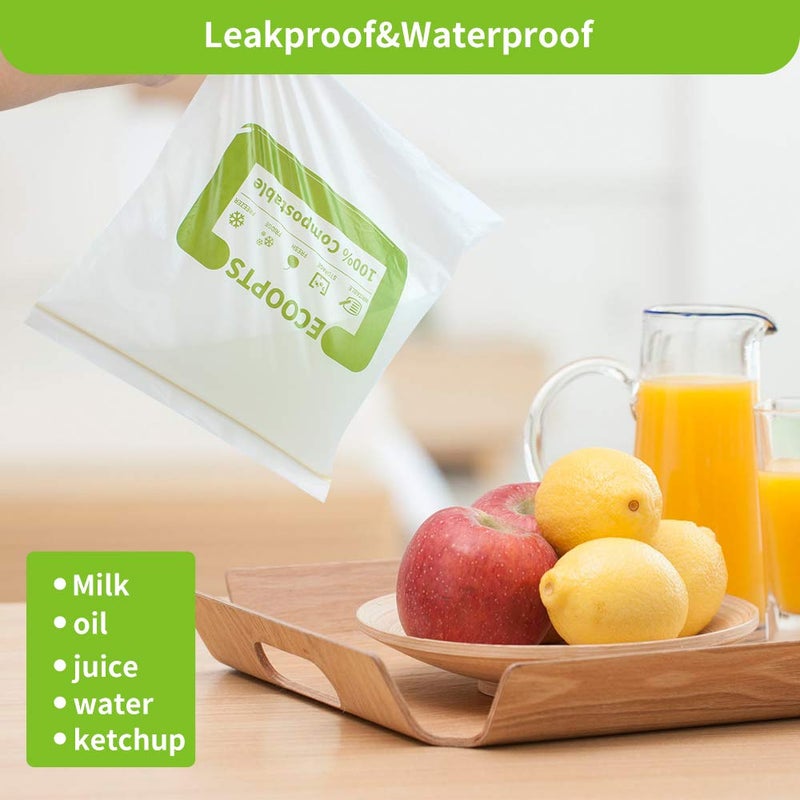 ECOOPTS 100% Compostable Large Gallon Zip Bag | ECO-Friendly Food Storage Bags | Freezer Bag | Plant-Based BPA-free | Seal well for Fruit,Food and Snack (1, Large) - Image 2