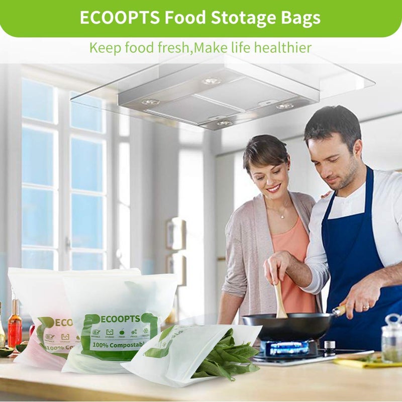 ECOOPTS 100% Compostable Large Gallon Zip Bag | ECO-Friendly Food Storage Bags | Freezer Bag | Plant-Based BPA-free | Seal well for Fruit,Food and Snack (1, Large) - Image 3