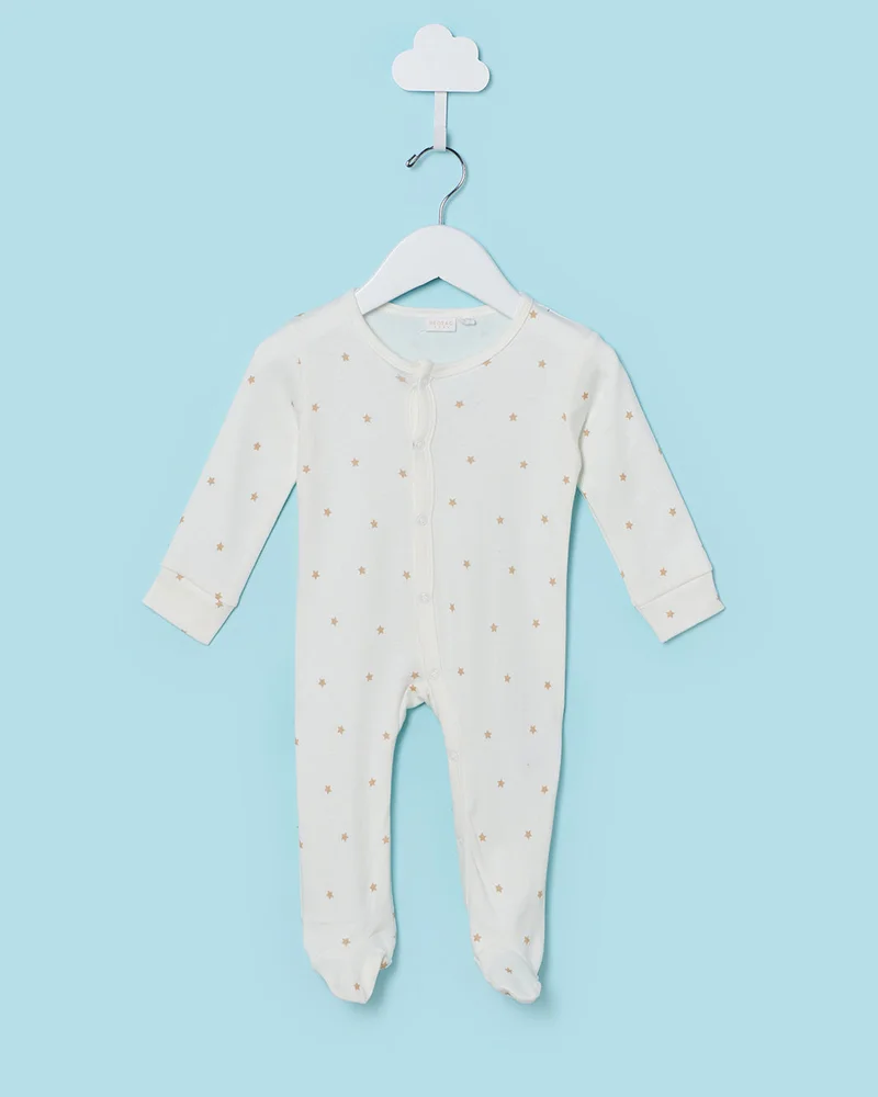 Redtag Boy Beige and Ivory And 2 Piece Sleepsuit Set