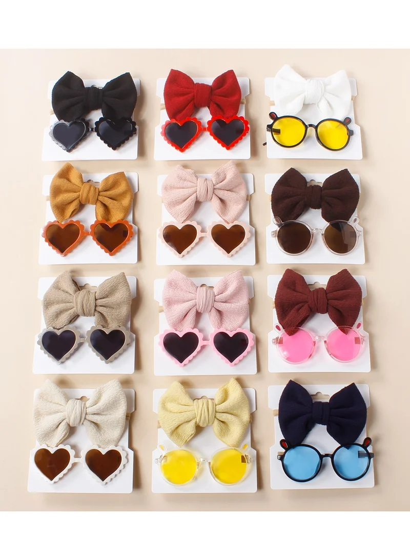 D'Daniela Aisha Glasses and Bow Barrette Ponytail Set For Babies and Girls -Pink