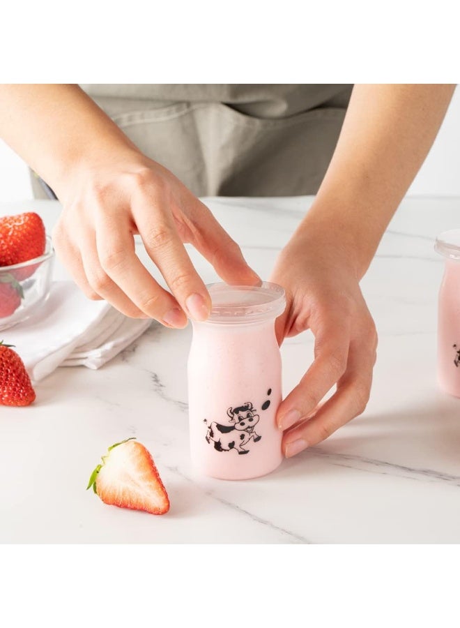 Restaurantware 5 Ounce Yogurt Jars 100 Disposable Pudding Containers - Cow Print Pop-Off Lids Included Clear Plastic Chia Pudding Jars For Snacks Spices And Desserts - Image 4