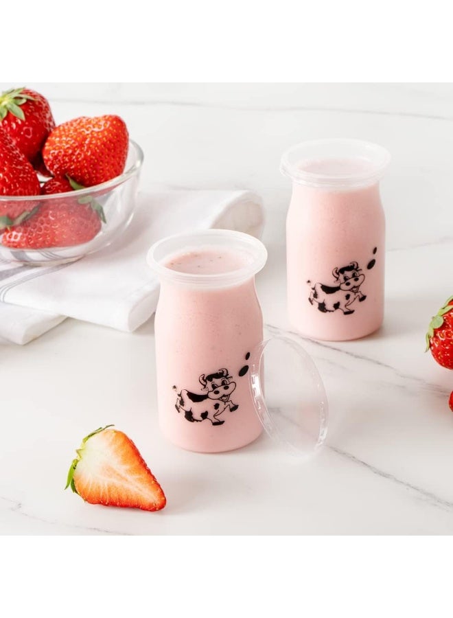 Restaurantware 5 Ounce Yogurt Jars 100 Disposable Pudding Containers - Cow Print Pop-Off Lids Included Clear Plastic Chia Pudding Jars For Snacks Spices And Desserts - Image 3