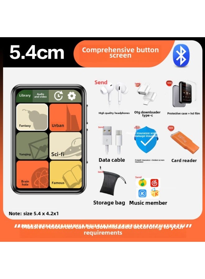 Bluetooth Mp4 Reading Novels Senior High School Student-specific Reader Mp3 Walkman Mp5 E-book Artifact P3p4mp7-Body Color:5.4 Button Long Battery Life Model★Upgrade/bluetooth 6.0 [free Headphones/music Membership/otg/cloth Bag/card Reader/hd Film/larger Battery]-Memory Capacity:32gb [more Than 2,000 Popular Novels + Songs + Movies For Boys And Girls Have Been Downloaded] - Value Package [official Standard + Original Charger]  - Image 1