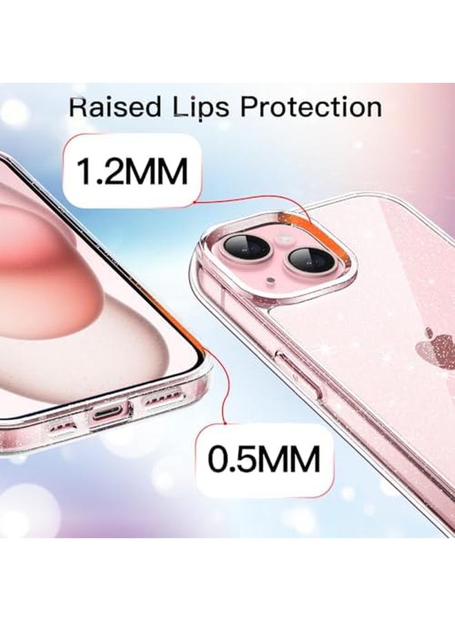 جي تيك جراب لامع لهاتف آيفون 15 بلس مقاس 6.7 بوصة، غطاء هاتف مقاوم للصدمات لامع لامع للنساء والفتيات شفاف - Image 4