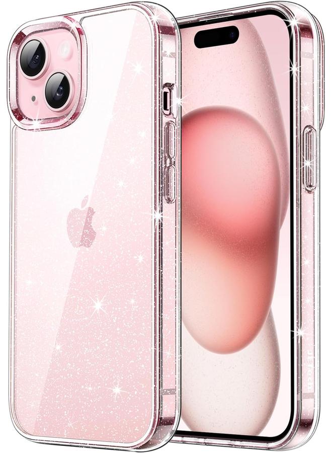 جي تيك جراب لامع لهاتف آيفون 15 بلس مقاس 6.7 بوصة، غطاء هاتف مقاوم للصدمات لامع لامع للنساء والفتيات شفاف - Image 1