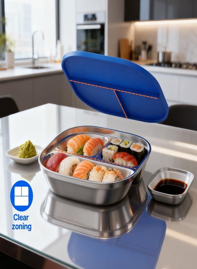 Hyperzacc 3 Pack Snack Containers,Lunch Box Containers,Food Grade Metal Base with a BPA Free Leakproof & Airtight Silicone Lid,Reusable Airtight Bento lunch Boxes, Kitchen Storage, Freezer (3 color) (Blue) - Image 5