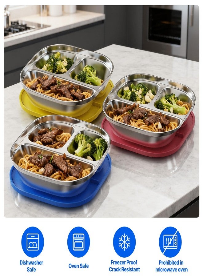 Hyperzacc 3 Pack Snack Containers,Lunch Box Containers,Food Grade Metal Base with a BPA Free Leakproof & Airtight Silicone Lid,Reusable Airtight Bento lunch Boxes, Kitchen Storage, Freezer (3 color) (Blue) - Image 4