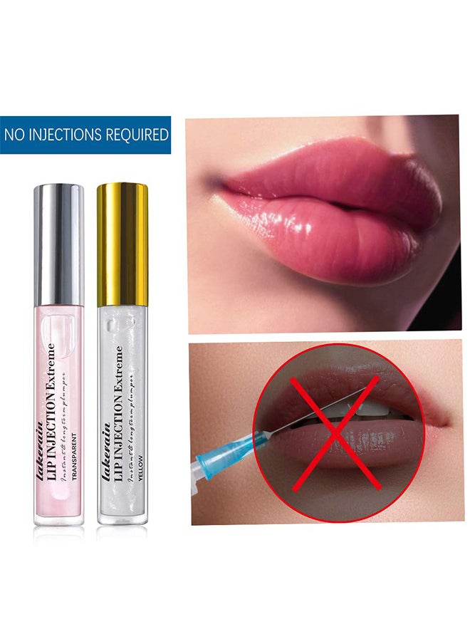2 Pcs Lip Injection Extreme, Lip Plumper Enhancing Plump Effect For Softer Bigger Fuller Lips Clear Natural High Shine Finish Hydrating And Reduce Fine Lines Healthy Lip Plumping Enhancer