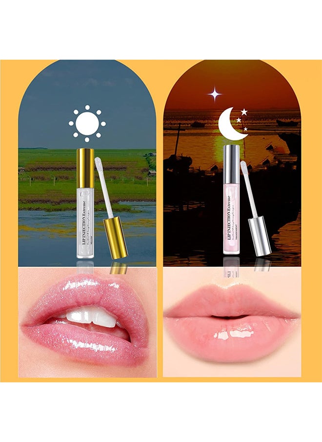 2 Pcs Lip Injection Extreme, Lip Plumper Enhancing Plump Effect For Softer Bigger Fuller Lips Clear Natural High Shine Finish Hydrating And Reduce Fine Lines Healthy Lip Plumping Enhancer
